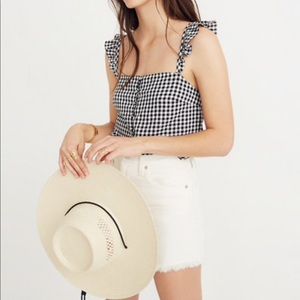 NWT Madewell Ruffle Top in Gingham Checks Size 12